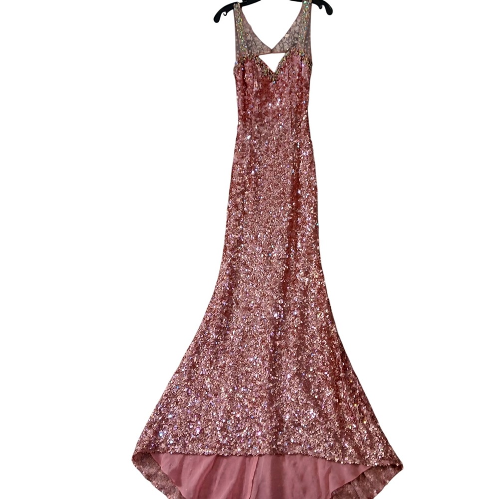 Mari Lee Sequin Open Back Prom Dress Evening Gown Formal Party Maxi - Picture 5 of 16